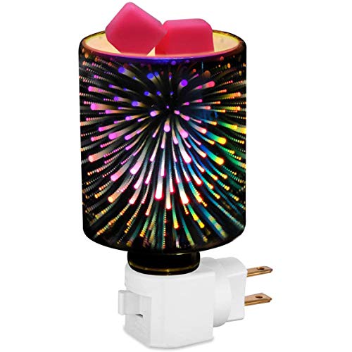Fauge Plug in Wax Warmer 3D Glass Wax Melt Warmer for Warming Scented Wax Cubes or Essential Oils Night Lights US Plug