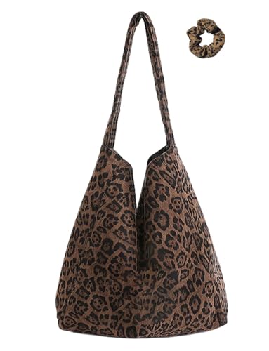 Bolso Tote con Estampado de Leopardo Marrón miniatura 1