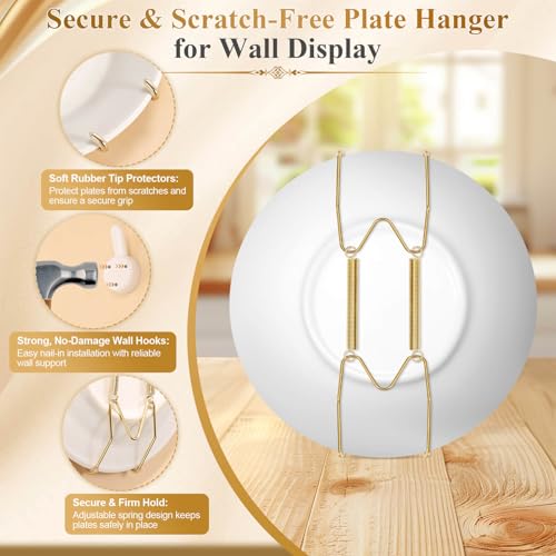 Image of 5 pcs 6 Inch Plate Hangers for the Wall, Suitable for 5.5-6.5 inch Plate | Invisible Decorative Wall Plate Hangers, Stainless Steel Plates Walls Hanger for Display Hooks