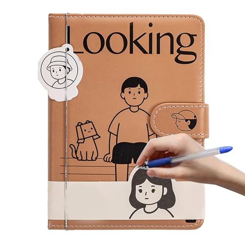 Cuaderno elegante – Cuaderno de dibujos animados de 96 hojas, cierre magnético para escuela, casa, viaje, oficina, escritura creativa, mujeres