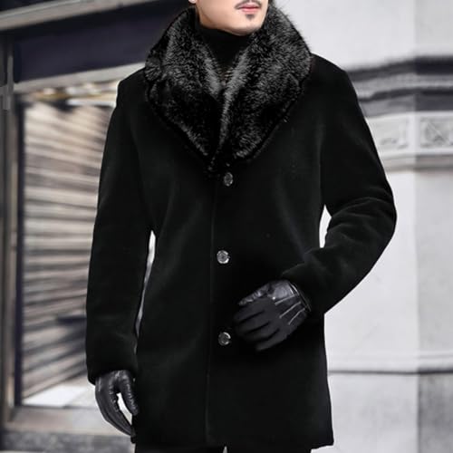 Mens Fur Collar Trench Coat Winter Casual Single Breasted Overcoat Classic Wool Blend Business Peacoat4