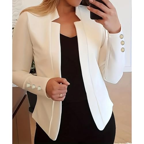 Womens Casual Long Sleeve Blazer Open Front Blazers Suit Slim Fit Cropped Work Office Blazer Jackets2