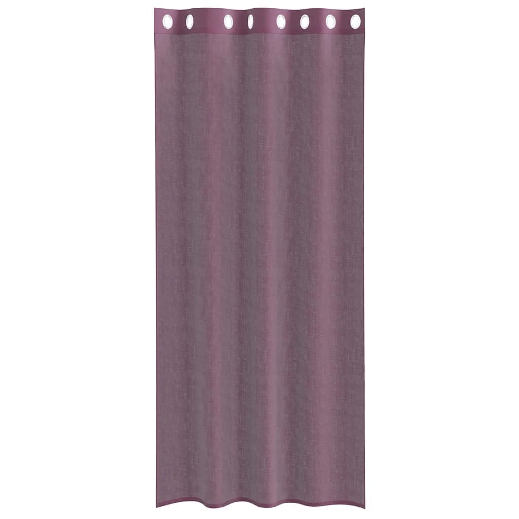 Zasłony z woalu, na przelotkach, 2 sztuki, fioletowe, 140 x 225 cm, ze 100% poliestru, półprzezroczyste firanki do salonu, sypialni, kuchni, ochrona przed wzrokiem i słońcem