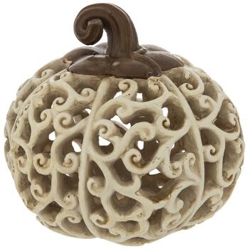 Cream Ornate Pumpkin Mini Pumpkin Fall Autumn Home Rustic Decoration 5.5