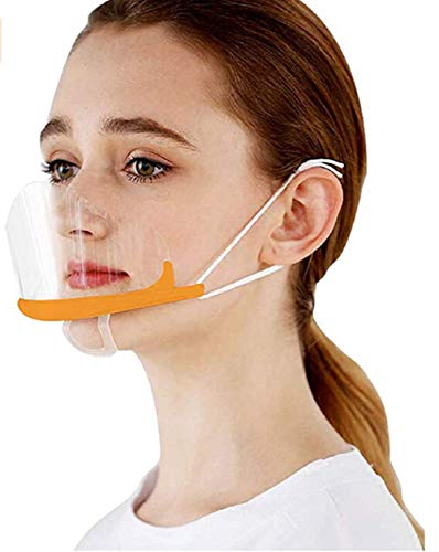 Preisvergleich Produktbild MINASAN 10 Stück Transparente Offene Maske / Mundschild, Food Handler Maske, Professionelle Transparente Gesundheitsschutzmaske Für Restaurant, Permanent Make-up, Catering (orange, Einheitsgröße)