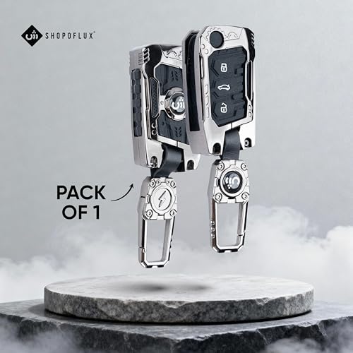 Image of SHOPOFLUX Metal Key Cover Compatible for Skoda & Volkswagen Cars Kylaq | Slavia | Kushaq | Octavia | Virtus | Taigun | Tiguan | T Roc 3 Button Flip Key