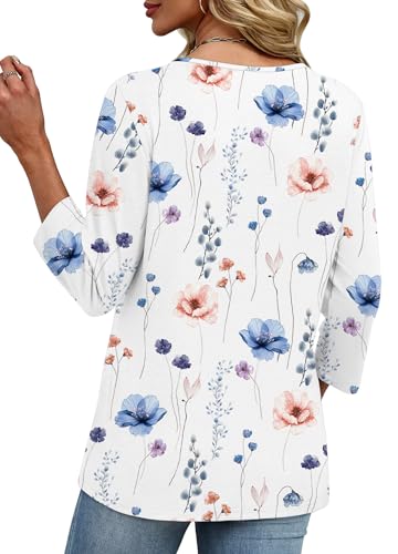 Image of XIEERDUO 3 /4 Length Sleeve Womens Tops V Neck T Shirts Summer Clothes Basic Blouses Dressy Casual 2026 Spring Outfits
