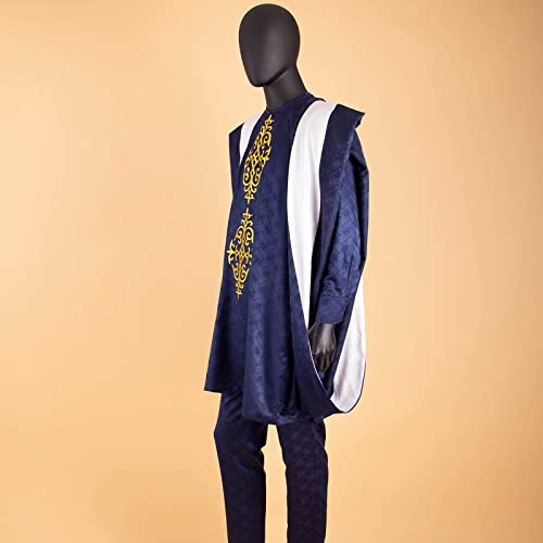 African Clothing for Men Agbada Robe Print Shirts and Ankara Pants 3 Piece Suit for Wedding Evening Outfits4