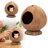 Generisch 2026 Lit pour hamster en noix de coco – Une cachette naturelle pour les petits animaux avec un sol stable, convient aux cochons de hamsters, kaki, 18 x 12 x 12 cm