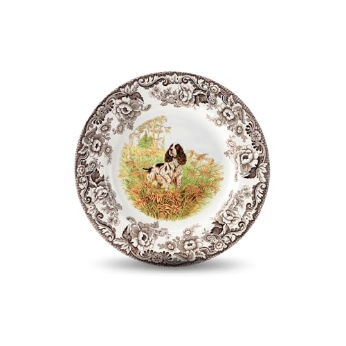 Spode Woodland Dinner Plate, English Springer Spaniel, 10.5” | Hunting Dogs Collection | Made in England | Ideal Hunting Cabin Décor | Microwave and Dishwasher Safe
