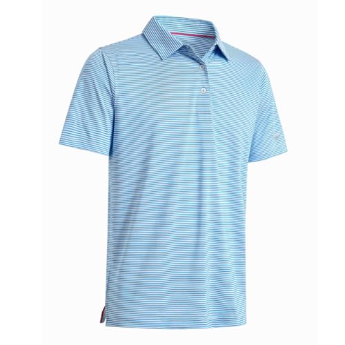 Image of Men's Golf Polo Shirts Short Sleeve Striped Performance Moisture Wicking Dry Fit Golf Shirts for Men