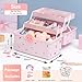 Fivliangyer Hair Accessories Organizer for Girls Headbands, Clips, Ties Baby Girl Supplies, Lockable Three-layer Folding Craft Organizers and Storage Plastic Jewelry Box, 11.4x6.3x6.3in