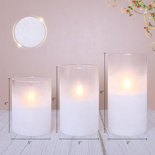 Image of White Flameless Candles with Timer, Battery Operated Led Glass Pillar Candles for Home Decorations, Wedding, Centerpiece, Holiday Party