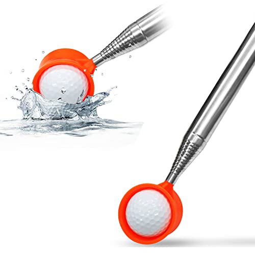 FINGER TEN Retriever de Balle de Golf Télescopique Aluminium pour l'eau, Ramasse-balles de Golf Poignée Confortable, Accessoires Portable de Golf Cadeau pour...