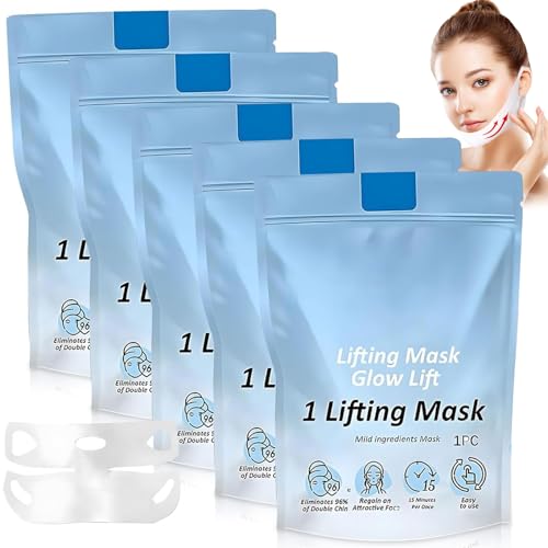 Chinology Double Chin Lifting Mask Double Chin Reducer Collagen Face Mask V Line Lifting Face Belt Chin Strap Beauty Sculpting Sleep Ma-sk for Women Tightening Skin Preventing Sagging5Pcs