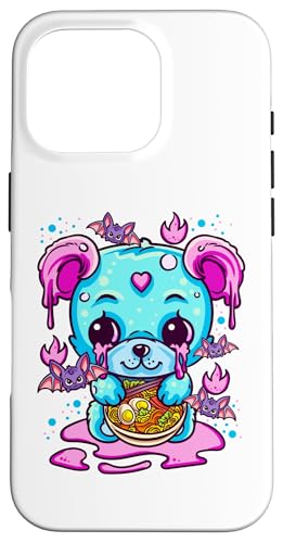 Cute Kawaii Creepy Pastel Goth Puppy Eating Ramen Noodles X}zP[X iPhone 16 Pro p