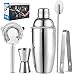JUNSHUO Cocktail Shaker Set di 5 Pezzi, Kit da Barman in Acciaio Inox Professionale 750ml Shaker con Accessori: Boston Shaker, Misurino, Cucchiaio Mixer, Filtro Hawthorne, Pinze per Ghiaccio