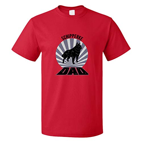 Custom Funny Graphic T Shirts for Men Dad Schipperke Dog Cotton Top Red Design Only X Large