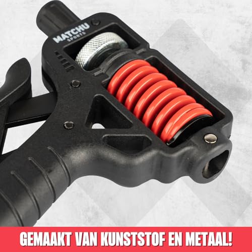 MATCHU - Verstelbare Handgriptrainer - Weerstand van 5 tot 165 KG - Inclusief Ingebouwde Teller - Krachtige Grip Trainer - Kunststof/Metaal - Zwart/Rood - Afbeelding 5