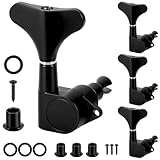 QWORK Guitar Bass Tuners - Metal Tuning Pegs Keys (2L + 2 R) - Ratio Headstock Sealed Machine Head