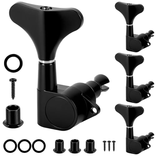 QWORK Guitar Bass Tuners - Metal Tuning Pegs Keys (2L + 2 R) - Ratio Headstock Sealed Machine Head