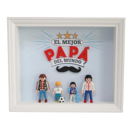 CUADRO PLAYMOBIL Modelo MEJOR PAPÁ DEL MUNDO. Regalo para papás y abuelos. Ideal para EL DÍA DEL PADRE, cumpleaños y otras ocasiones especiales. Regalos personalizados. Regalos TPMAS.
