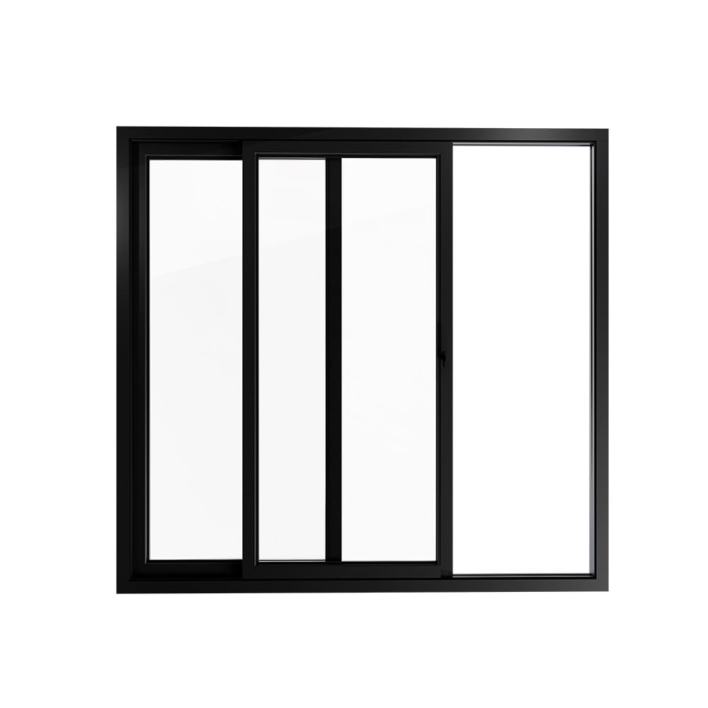 Patio Exterior Metal-Plastic Sliding Doors/Patio 8166 Matte Black 64" x 80" Right Active Door/Tempered Clear Glass Bypass Door