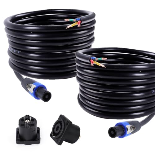 4 Conductor Speakon Cables to Bare Wire 25 Feet 2 Pack