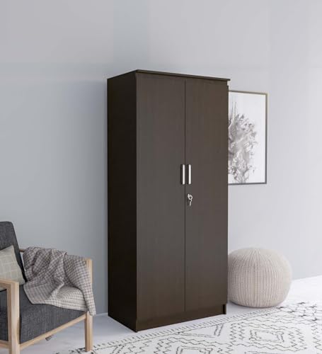 Image of COUCH CULTURE Mono Engineering Wood 2 Door Wardrobe | Almirah for Clothes Wooden | Wardrobe Organizer for Clothes | Multipurpose Almirah for Storage Bedroom | 1 Year Warranty - Wenge