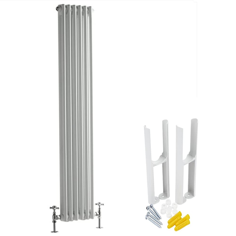 Milano White Windsor Cast Iron Style Vertical Double Column Radiator Feet - 1500Mm X 290Mm