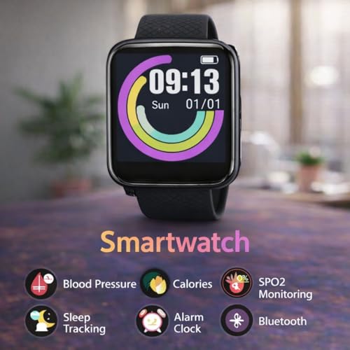 Image of VELL - TECH Smart Watch for Kids 9-12 Years Old Men, Boys, Girls, and Women, ID116 Plus 2026, for Android and iOS Phones, IP68 Waterproof with Daily Activity Tracker, Sleep Monitor - Black