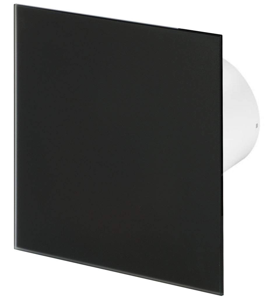 Awenta125mm Timer Extractor Fan Matte Black Glass Front Panel TRAX Wall Ceiling Ventilation