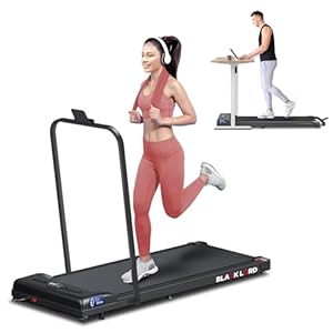 BLACK LORD Loopband onder het bureau, 2-in-1 draagbare opvouwbare loopband, 2,2 pk gemotoriseerde elektrische loopband, kleine mini-loopmachine, zwart (met handvat)