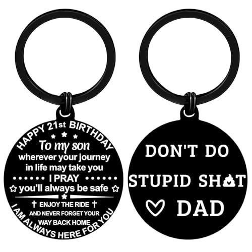 YYQX Son Gifts from Mom Dad to Son keychain Teen Adult Sons Birthday Graduation Christmas Gifts (21-From Dad)