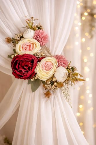 Image of SATYAM KRAFT 1 Bunch Handmade Artificial Ball Flower Brooch for Hamper Decoration, Trousseau Packing, Wedding, Engagement, Gift Wrapping, DIY Craft & Saree Accessories (Big Bunch, Multi)