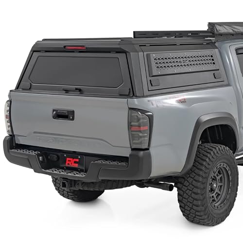 Rough Country Truck Bed Cap Topper for Toyota Tacoma (2016-2023) 5 Bed - Modular Design Locking Gullwing Access Doors Molle Panels LED Interior Lighting