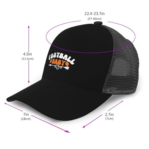 Football Baby Baseball Mesh Cap Trucker Hat Polyester Twill Fabric Adjustable Running Workouts Or Outdoor Activities All Seasons for Men and Women Black2