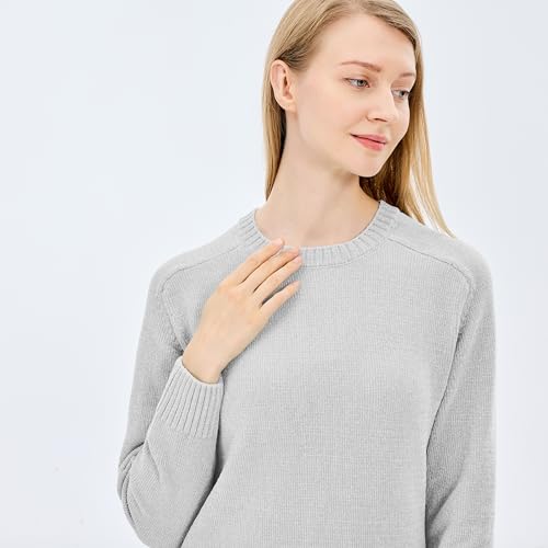 Image of Simple&Opulence Women's Chenille Sweater Crewneck Long Sleeve Pullover Ribbed Cuff Hem Round Neck Jumper Tops
