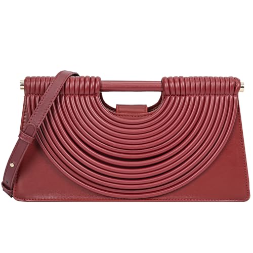 Image of Trendy Woven Evening Clutch Purse Half Round Designer Shoulder /Crossbody Bag Top-Handle Satchel Handbags