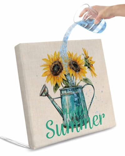 2 Pack Sunflower Waterproof Cushion Covers with Ties, Outdoor Patio Chaise Lounge Chair Seat Cushion Slip Covers Replacement(Only Cover) Hello Summer Farmhouse Floral Vintage Style 22