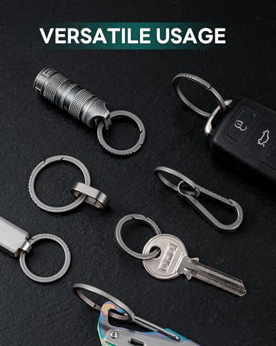 Image of TISUR Titanium Keychain Rings,Carabiner Dog Tag Key Chain Rings