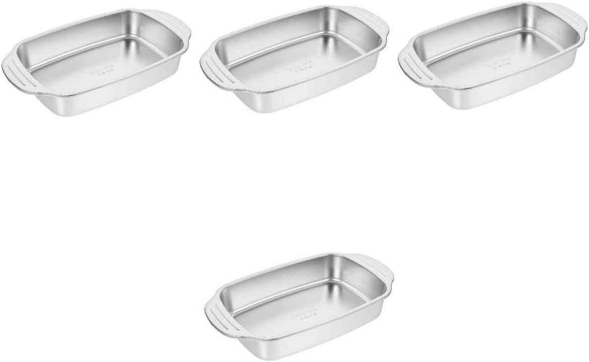 Gadpiparty 4pcs Induction Cooker Roasting Trays Stainless Steel Fish Baking Dish Lid Serving Trays for Entertaining