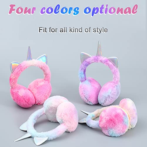 Hadm Rainbow Unicorn Earmuffs Warm Cute Winter Ear Warmers Portable Soft Plush Ear Muff For Women Kids Girls #TOP1