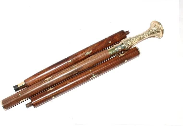 Miniatura 3 de Rose Handicrafts Store - Bastón de latón con mango largo, bastón de madera, réplicas medievales, bastón victoriano, antiguo, diseño decorativo, gran