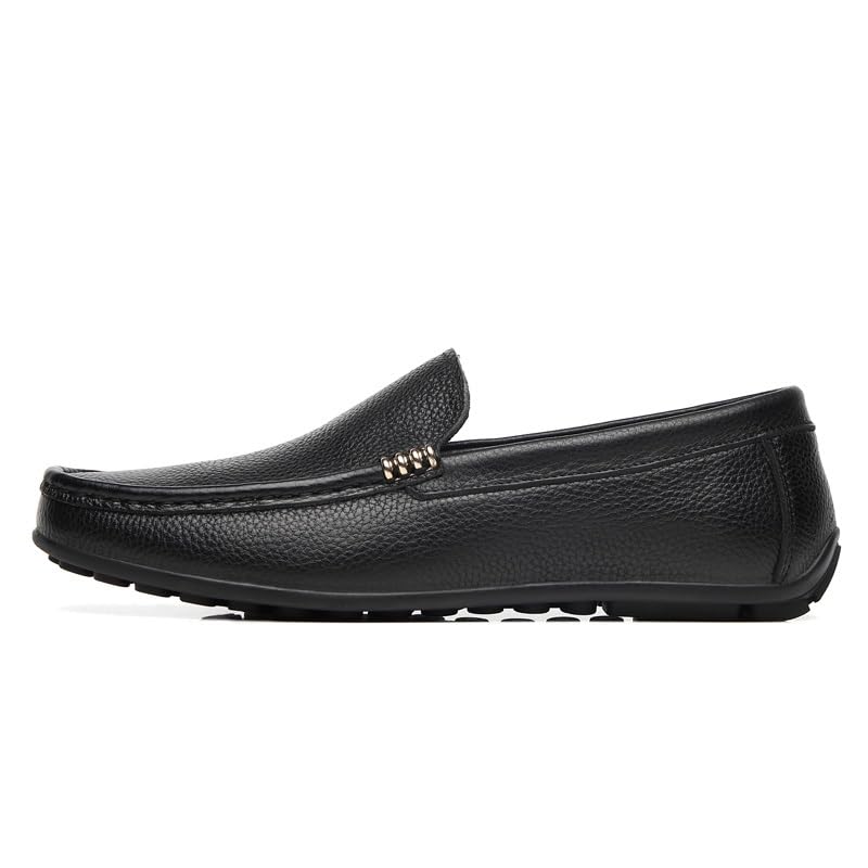 Mens Loafers Solid Color Round Toe Leather Resistant Anti-Slip Lightweight Casual Prom Slip On2