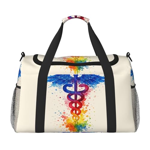 40l Gym Travel Duffel Bag Watercolor Medical Art Doctor Nurse Carry-On Workout Overnight Backpack