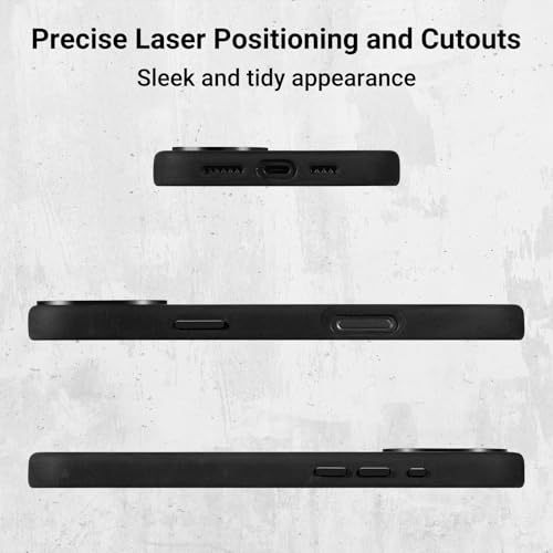 Belemay Compatible with iPhone 16 Leather Case Magsafe - Premium Vintage Crazy Horse Leather -Luxurious Grip - Metal Buttons & Camera Lens Protection - Slim Fit Phone Cover (6.1-inch) Black