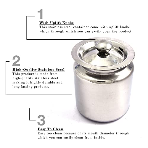 KSJONE Stainless Steel Oil and Ghee Container for Kitchen I Multipurpose Oil Container with Lid I Capacity of 13 oz