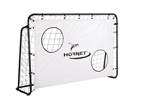 HUDORA Bramka do piłki nożnej Hornet - bramka do piłki nożnej ze ścianą bramkową - trening dla dzieci i młodzieży - bramka piłkarska 180 x 120 x 60 cm do ogrodu na zewnątrz - biały/czarny - 76918