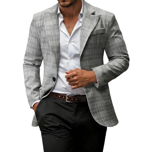 Blazer à carreaux homme slim fit en maille de treillis classique pour costume décontracté
